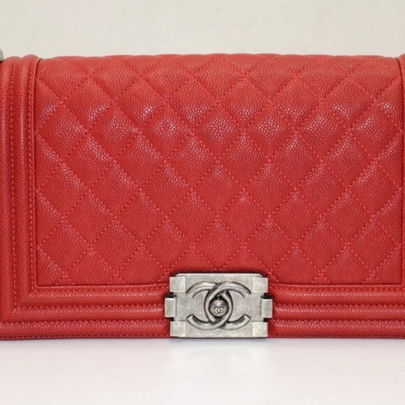 CHANEL Caviar Quilted Medium Boy Flap Dark Red 23141707 - Picture 8 of 16